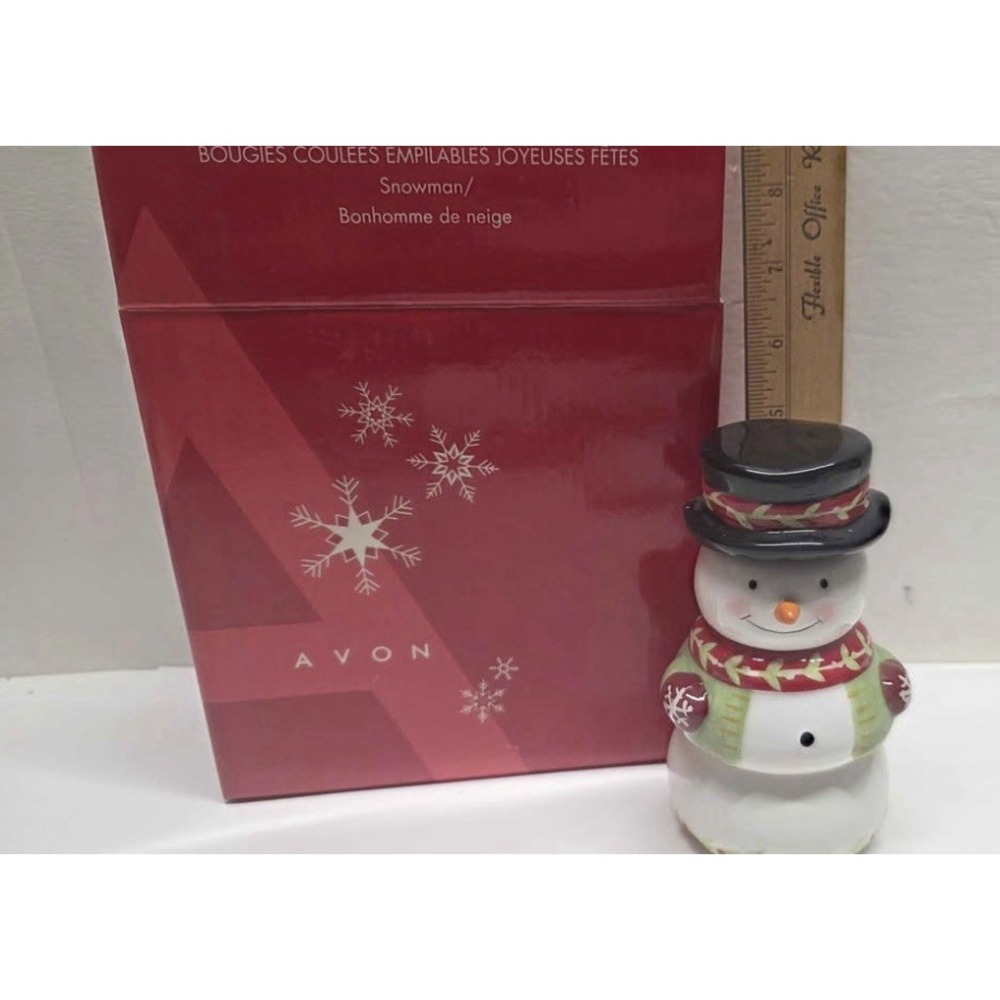 Vintage Avon Berry Merry Stacked Snowman Candle
